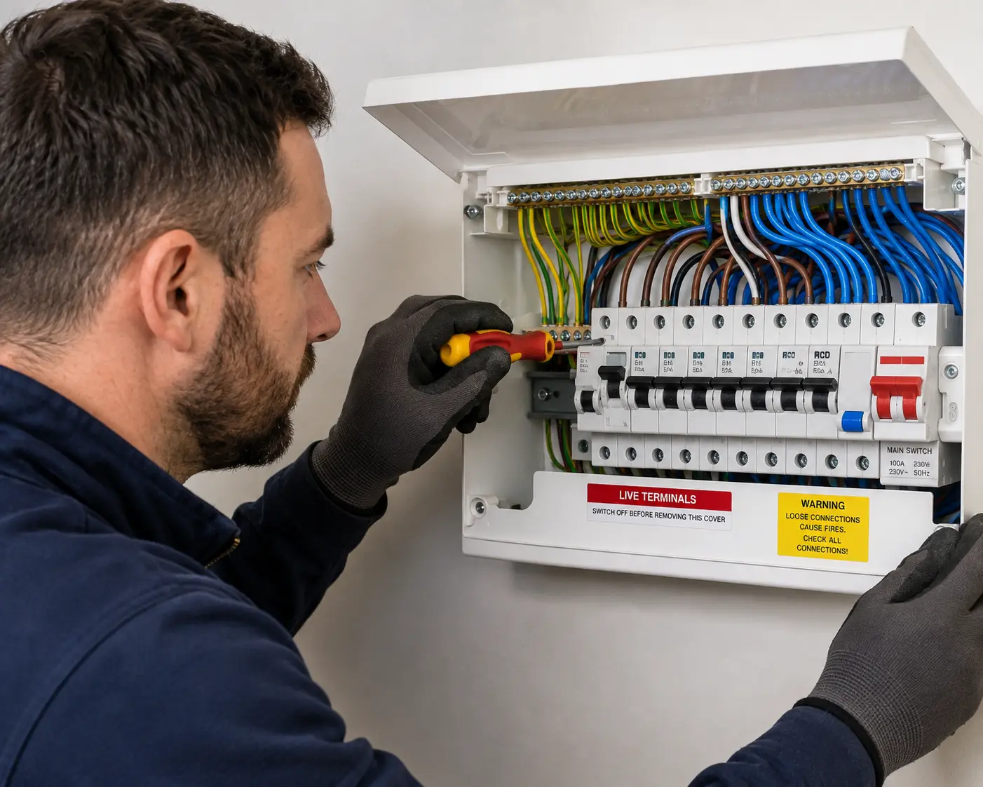 Electrician Repairing A Consumer Unit