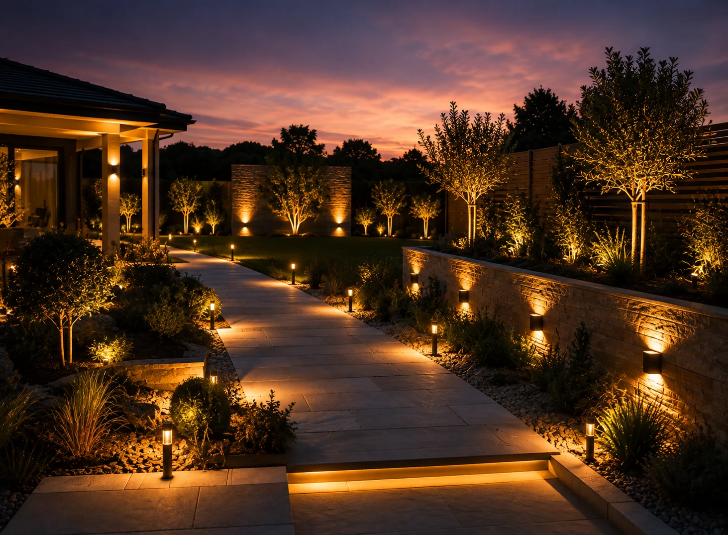 finished lit garden feature
