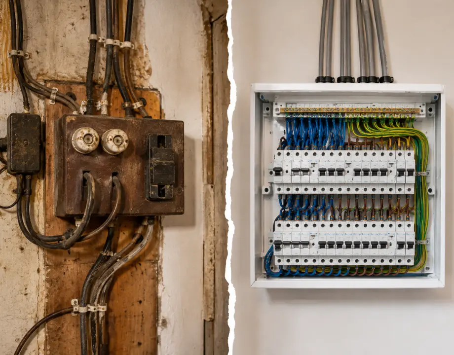 old/degraded wiring vs new consumer unit