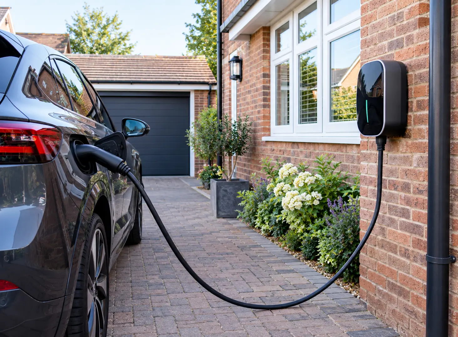 Electric car charging at a home