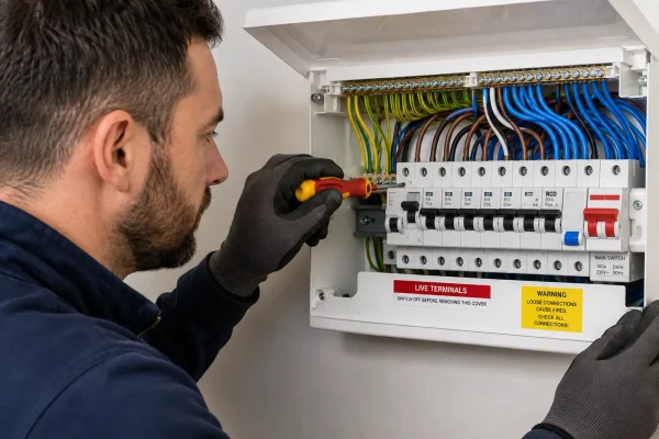Electrician Repairing A Consumer Unit